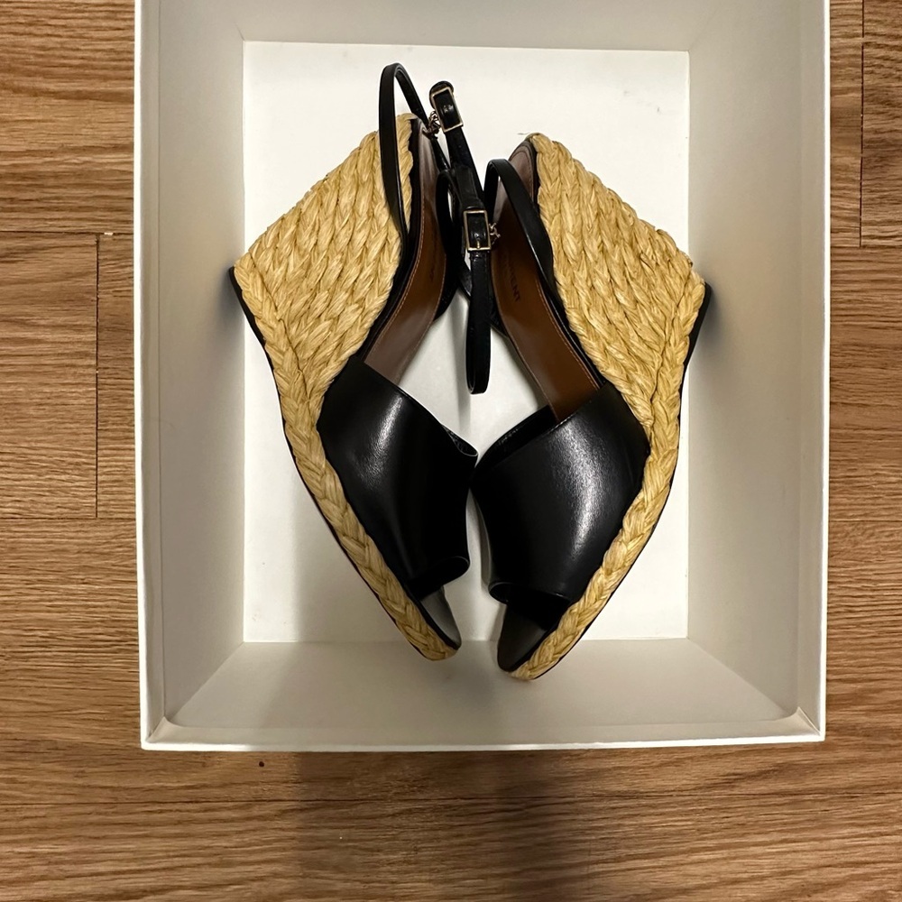 SAINT LAURENT Paloma Black Wedge Sandals - Picture 15 of 16